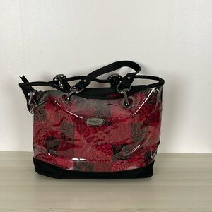 Donna Sharp Quilted Handbag With Plastic Detachable Cover Patchwork 3 Pockets